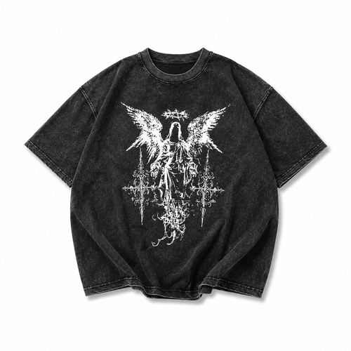 MOURNING ANGEL (BLACK) - OVERSIZED T-SHIRT